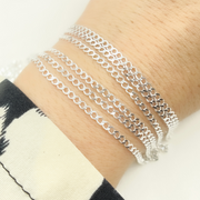 Sterling Silver Miami Flat Curb Link Chain